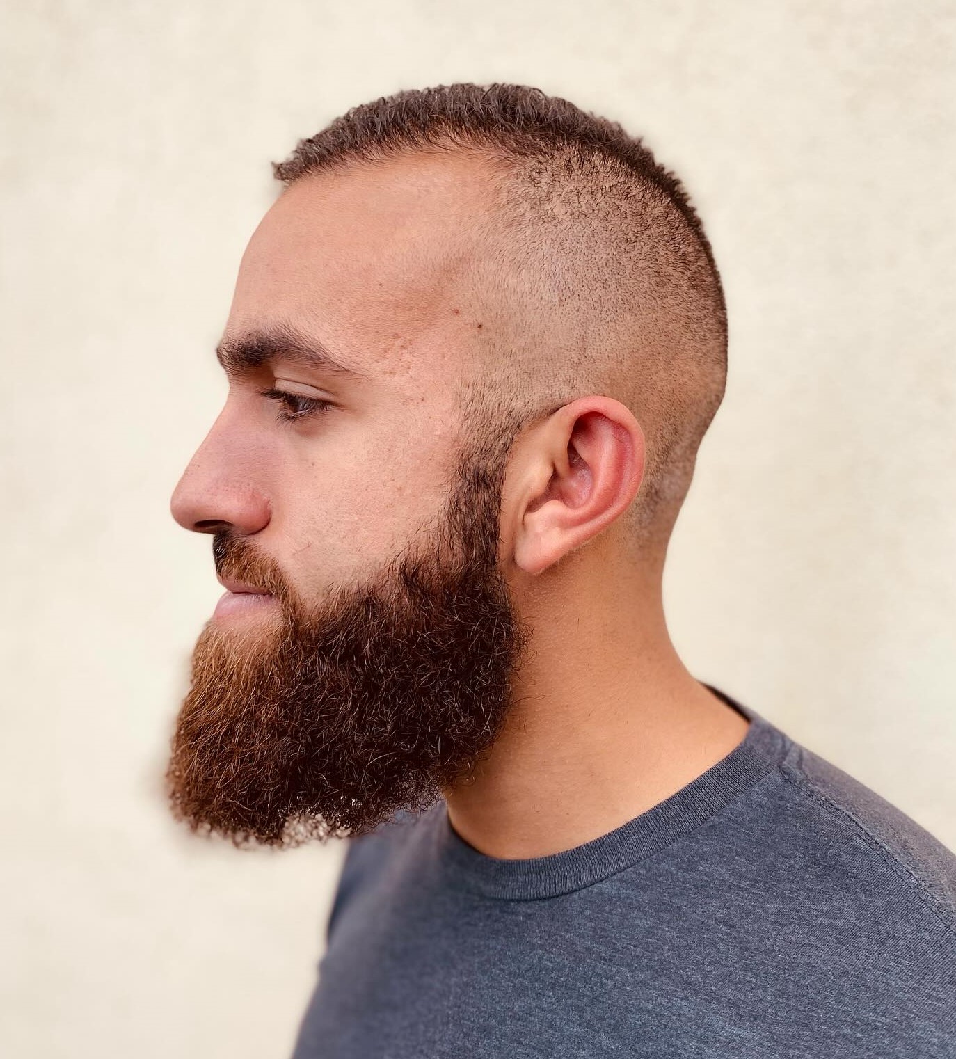 Short Crop with Skin Fade and Long Beard