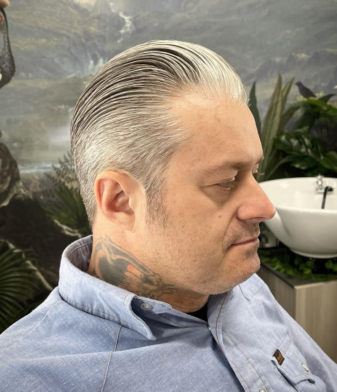 Gray Slick Back Style for Older Men